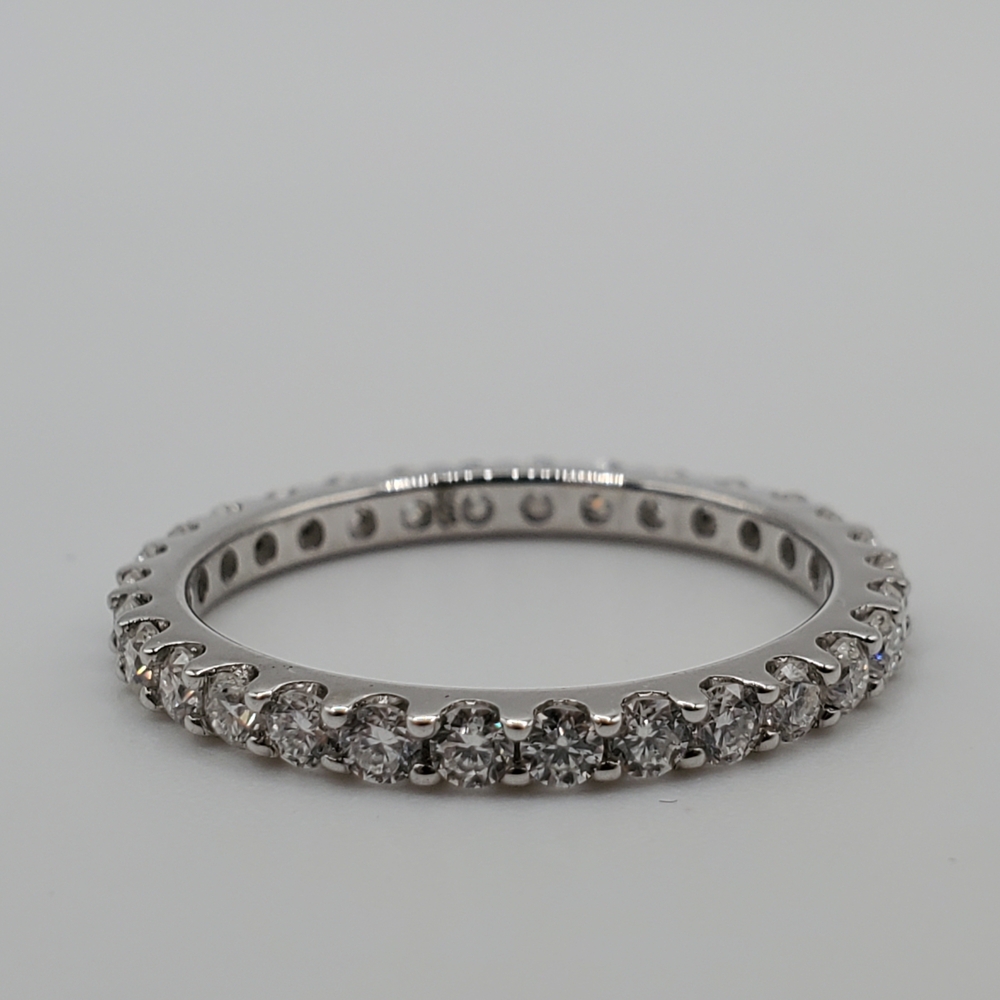 Moissanite 925 Sterling Silver Eternity Band 2mm S.6-7-8 Women GRA Cert, NEW